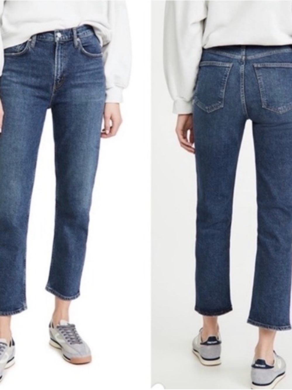 AGOLDE Wilder Mid-rise comfort straight leg crop jeans dark wash classic size 24
